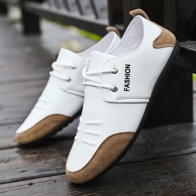 Flat Men Shoes Leisure Leather - Men'S Shoes Green And White 评论和价格